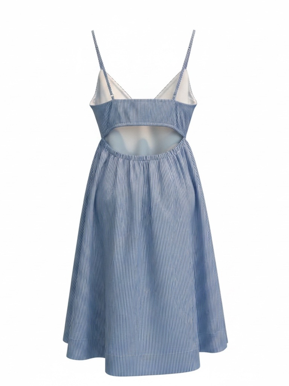 Women's Blue and White Striped Sleeveless Summer Dress - Picture 6 of 8